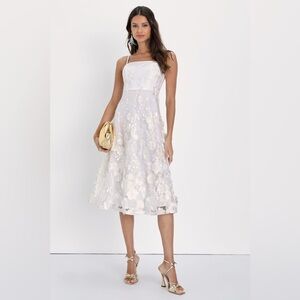 Lulu's White Floral Midi Dress